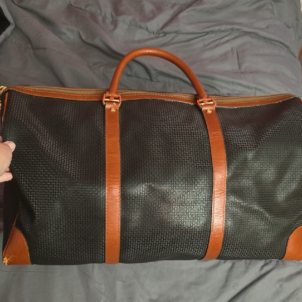 VINTAGE Bally CHARCOAL GRAY and Brown Men's Travel Bag. GOOD CONDITION.